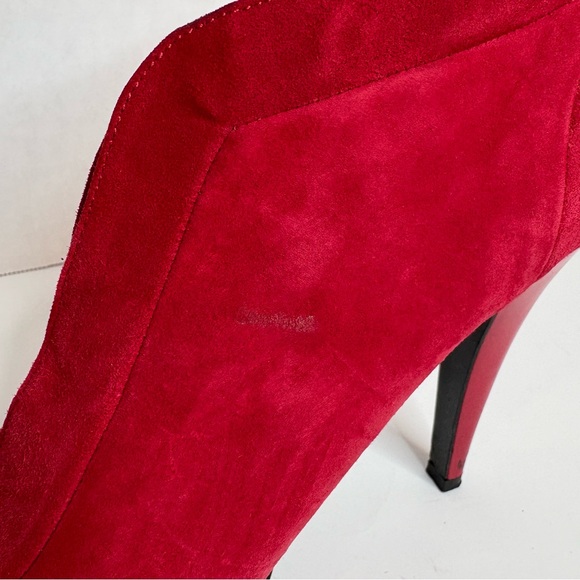 Nine West Red Suede Peep-Toe Booties, Pendanto Stiletto Platform Women’s Size 10 - Picture 10 of 16